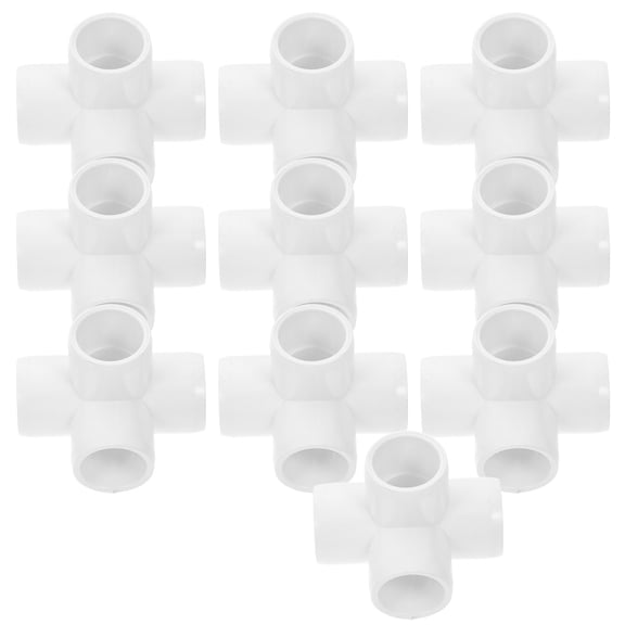 Vosarea 10Pcs PVC 4 Way Pipe Joint White for Water Pipe with High Pressure Resistant Material