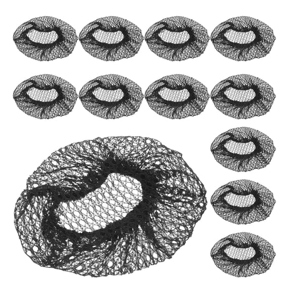 Vosarea 12Pcs Black Hair Bun Cover Nets with Elastic Fit for Full Hair Protection