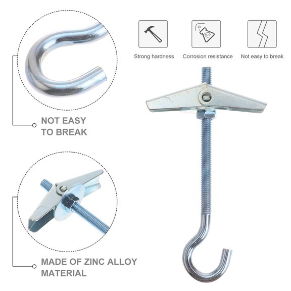 Vosarea 12Pcs Wall Fixing Ceiling Hooks Plated Silver Carbon Steel Hanging Hook for Storage and Decoration