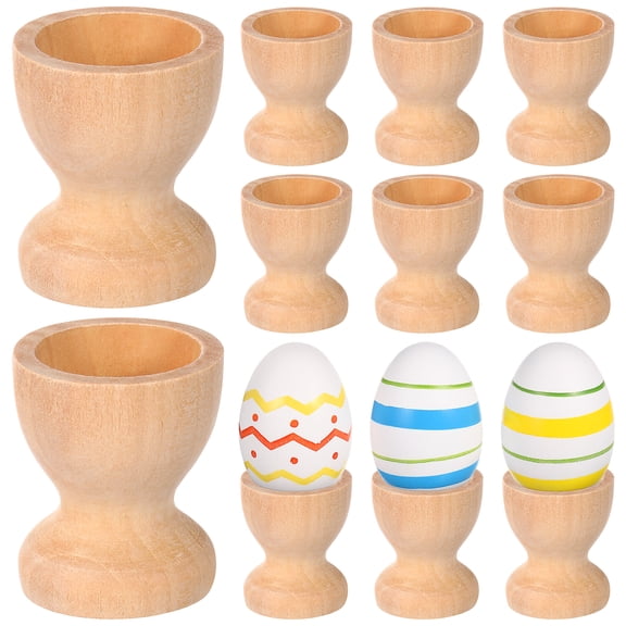 Vosarea 15 Pcs Wooden Egg Cups Rack Tray Unique Colorful Holder Tabletop Container