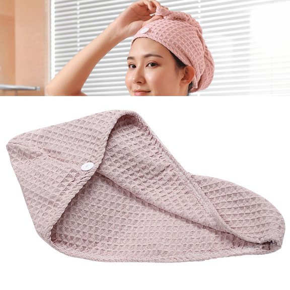 Vosarea 1Pc Pink Hair Drying Cap Comfortable Nylon Polyester Wrap for Fast Hair Drying