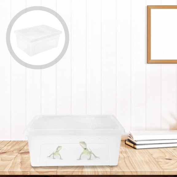 Vosarea 1Pc Plastic Case for Reptile Transport Feeding with Ventilated White Design