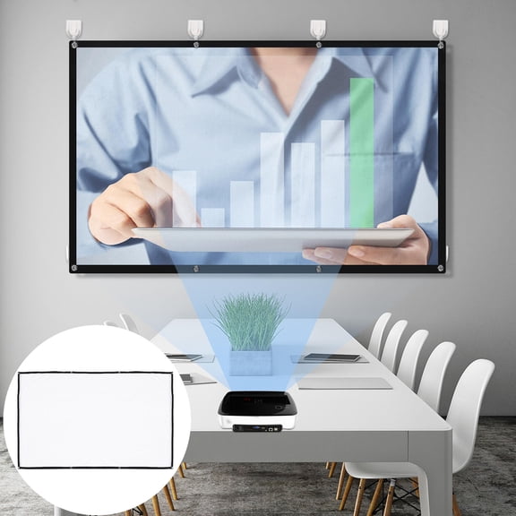 Vosarea 1Pc Universal Projector Screen White Easy Setup Portable for Home and Office