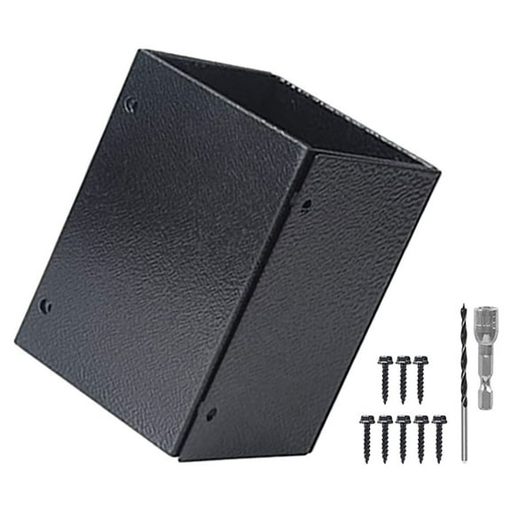 Vosarea 1Set Heavy Duty Metal Post Base Protector for Wooden Mailbox Post Black Finish