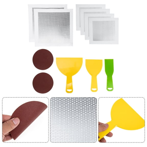 Vosarea Plated Silver Aluminum Wall Repair Patch Kit, Self-Adhesive Drywall Patches, Easy to Use 1Set