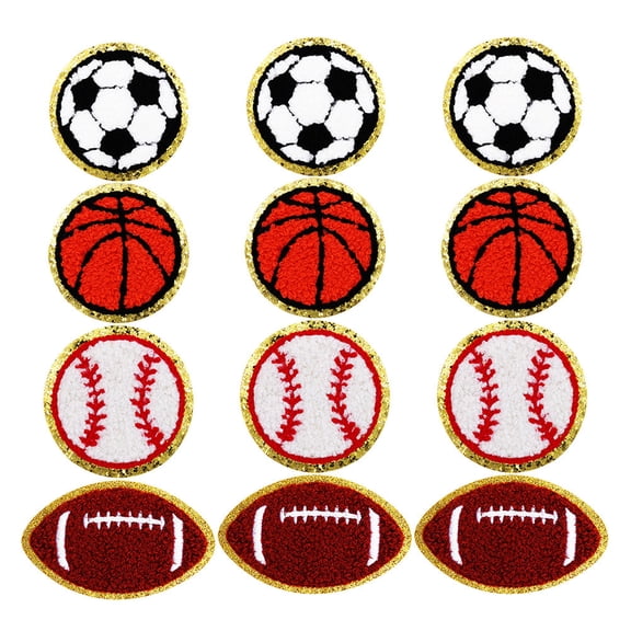 Vosarea 1Set Sports Iron on Patches Assorted Color Polyester Embroidery Baseball Basketball Football Appliques