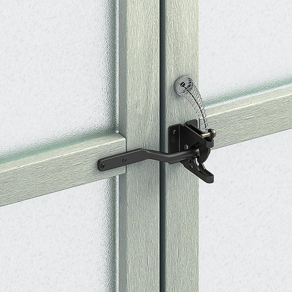 Vosarea 1Set Wood Fence Gate Latch Black Gravity Lever Lock for Inward and Outward Swinging Gates