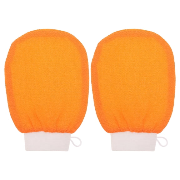 Vosarea 2 Pack Orange Exfoliating Bath Shower Gloves, Body Scrub Mitts for Neck, Shoulder, Back Cleaning and Home Bathing