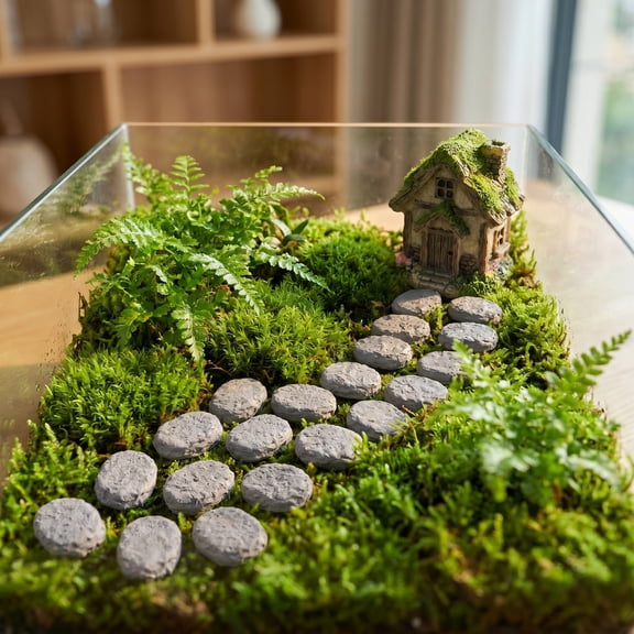Vosarea Resin Micro Landscape Stepping Stones Dark Grey for Decoration, Realistic Design, 20Pcs
