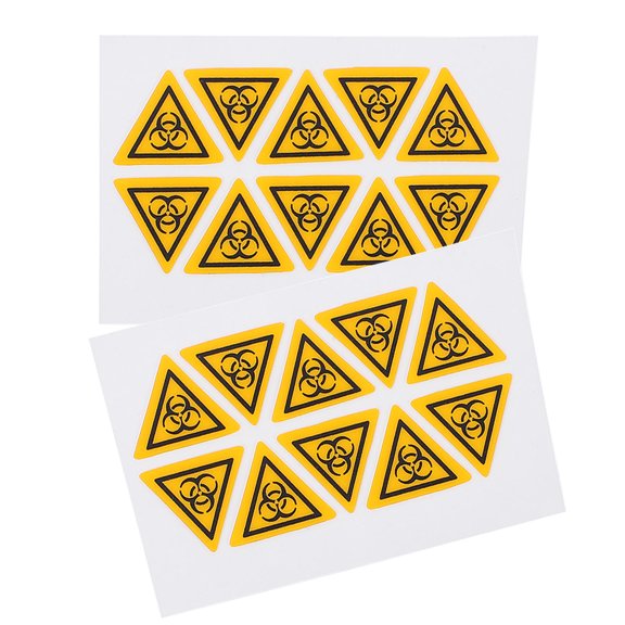 Vosarea 20Pcs Yellow Triangle Warning Stickers Self Adhesive Lab Safety Labels for Industrial Hazard Signs
