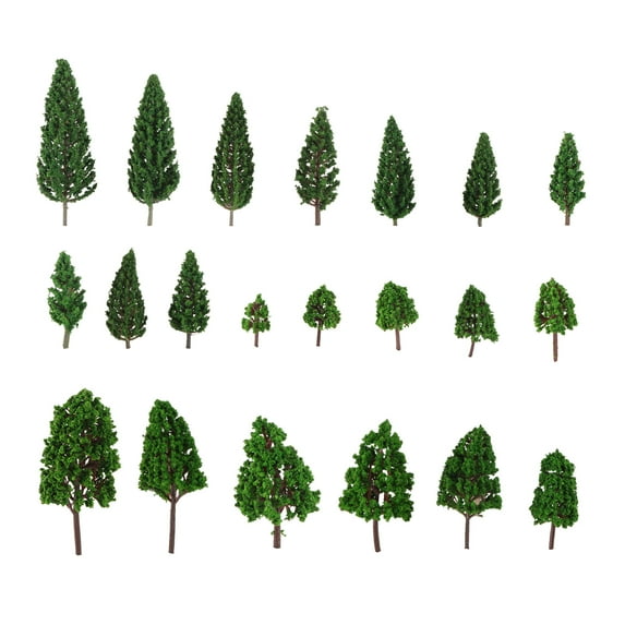 Vosarea 22-Piece Miniature Model Trees Set for Diorama, Green Plastic Landscape Trees for Scale Model House Decor