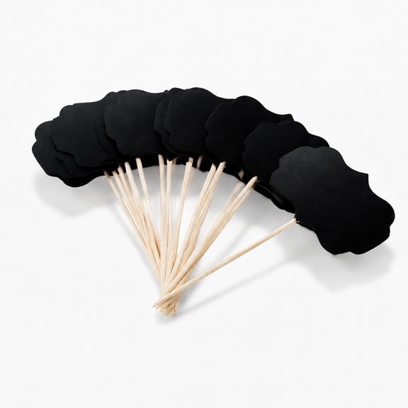 Vosarea 24pcs Food Tags for Buffet Black Wood Photo Props Weddings