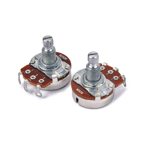 Vosarea 2Pcs Bass Potentiometer 250K Ohm B Type with Long Shaft Suitable for Guitar Use