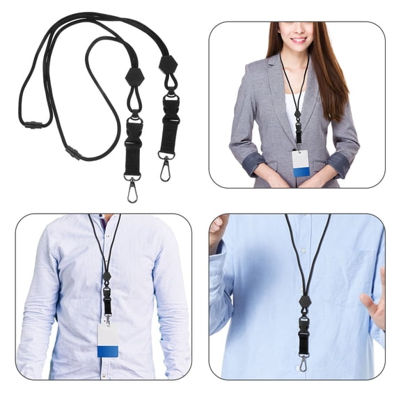 Vosarea 2Pcs Breakaway Lanyard for Keys with Metal Hook Black Neck Hanging Design