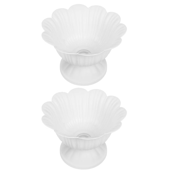 Vosarea 2Pcs European Style Plastic Flower Containers White Decorative Flowerpots for Home Use