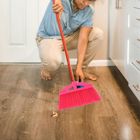 Vosarea 2Pcs Heavy Duty Broom Head Red Plastic for Floor Maintenance with Densely Packed Bristles