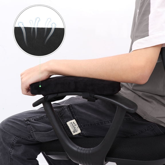 Vosarea 2Pcs Memory Foam Elbow Brace Rest Cushions Black with Adjustable Straps for Chair Armrest