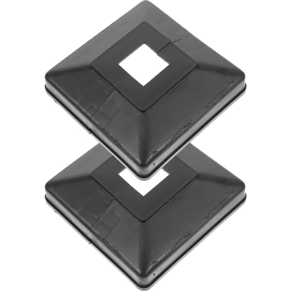 Vosarea 2Pcs Modular Black Plastic Post Base Covers Easy Install Protective Railing Caps