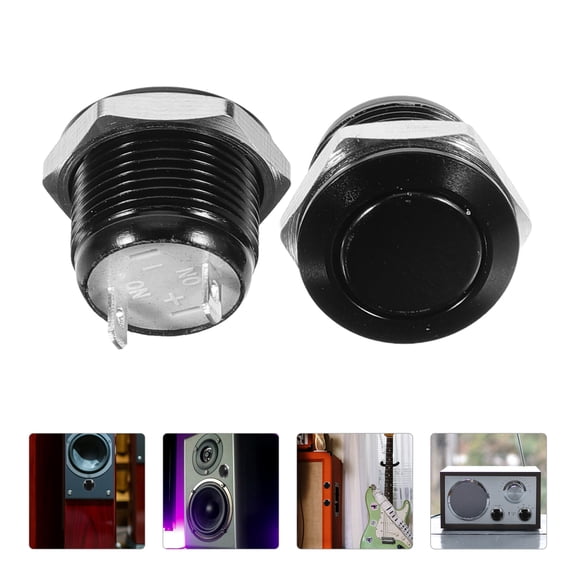 Vosarea 2Pcs Momentary Push Button Switch with LED for Automotive Marine Control Plated Silver Alloy