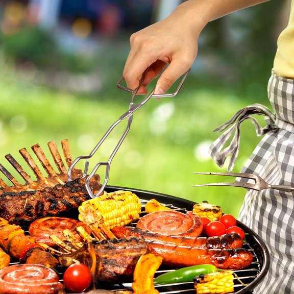 Vosarea 2Pcs Strong Plated Silver Coal Clips with Long Handles for Safe Outdoor Cooking
