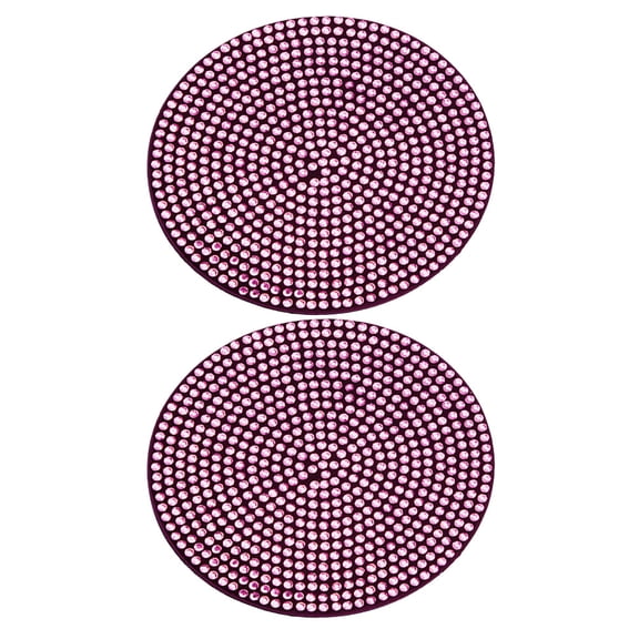 Vosarea 2Pcs Non Slip Car Coasters Pink PVC Crystal Rhinestone Style