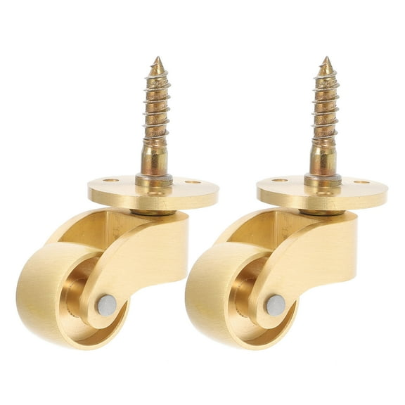 Vosarea 2Pcs Small Brass Furniture Wheels with Strong Load Bearing and Silent Rotation