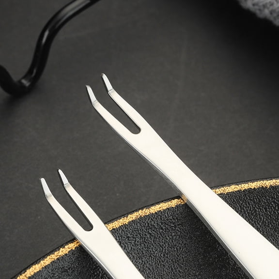 Vosarea 2Pcs Stainless Steel Crab Forks for Seafood Eating Household Kitchen Tools with Anti Skid Grip