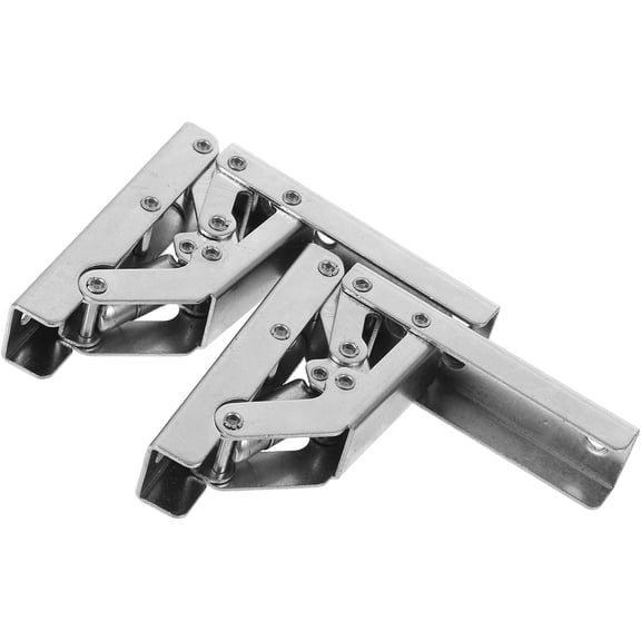 Vosarea 2Pcs Surface Mounted Silver Folding Hinges with Locking and Hydraulic Soft Close Features