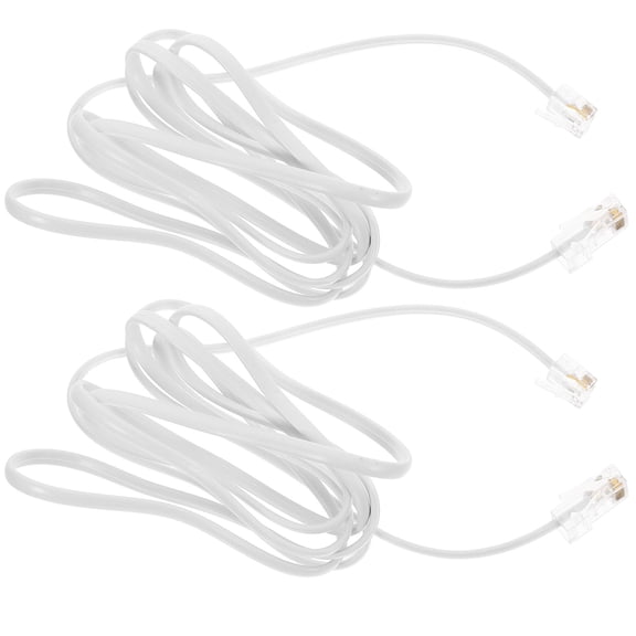 Vosarea 2Pcs Phone Jack to Ethernet Adapter White PVC Cable with Stable Signal Transmission