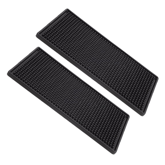 Vosarea 2Pcs Thickened Black PVC Bar Counter Pads Non Skid Spill Mat for Household