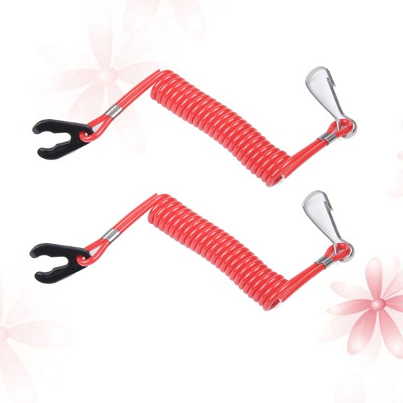 Vosarea 2Pcs Watermelon Red Outboard Motors Lanyard Kill Switch Key Rope for Boat Engine Safety