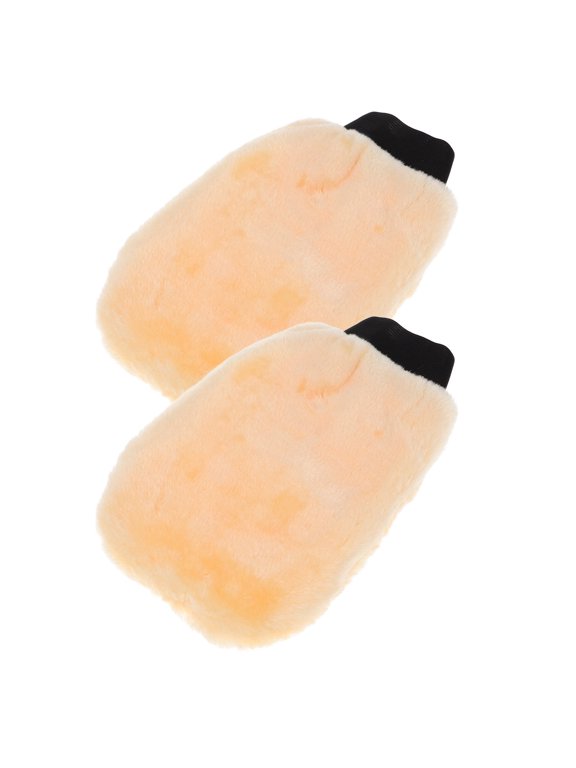 2Pcs Yellow Buffing Pad Gloves for Car Washing and Polishing Maintenance
