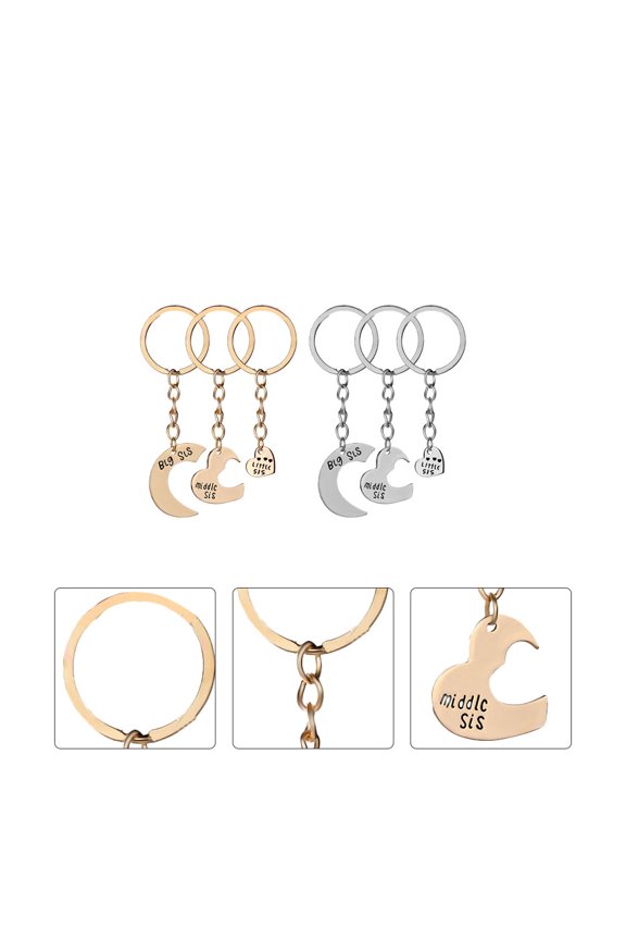 2Sets Sister Keychain Alloy Heart Shape Cute Bag Pendant for Backpack Accessories