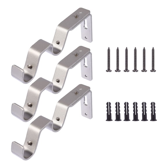 Vosarea 3Pcs Adjustable Plated Silver Curtain Rod Racks Suitable for Store Hotel and Company Use