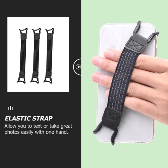 Vosarea 3Pcs Black Elastic Phone Rope with Buckle for Secure Mobile Device Handling