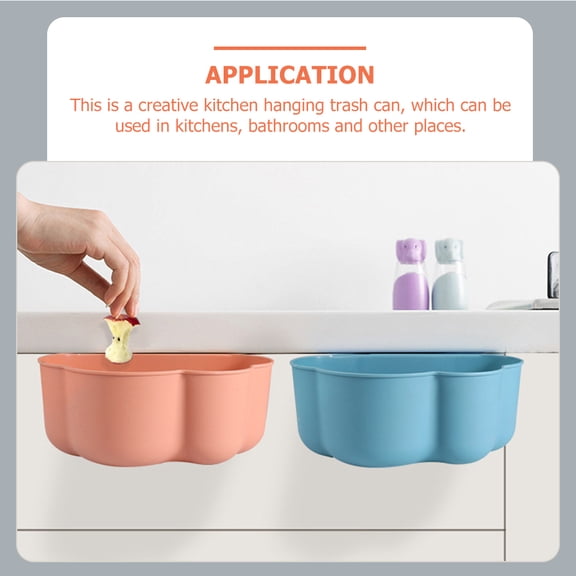Vosarea 3Pcs Kitchen Hanging Trash Can Plastic Garbage Bin for Food Scrap Collection Assorted Colors