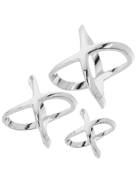 3Pcs Plated Silver Stainless Steel Scarf Rings Secure Hold for Shawls and T Shirts