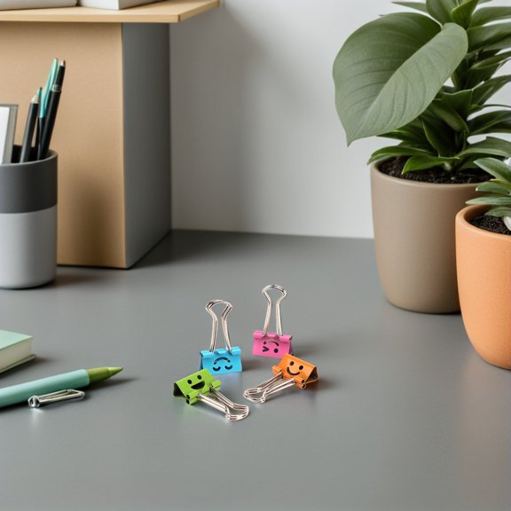 Vosarea 40Pcs Assorted Color Paper File Clips with Smile Face Design for Home and Office