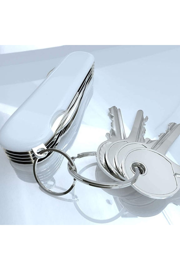 40Pcs Split Key Rings Stainless Steel Plated Silver Flat Key Ring Connector Secure