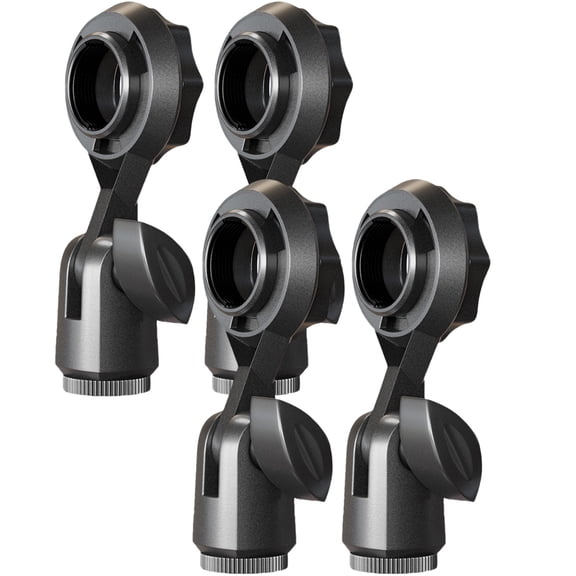 Vosarea 4Pcs Black Wireless Microphone Holder Clip with Female Adapter for Home Use