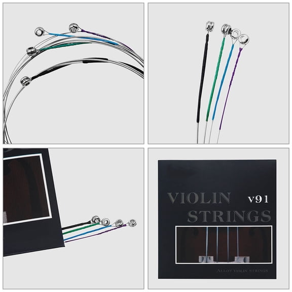 Vosarea 4Pcs Musical Instrument Accessories Violin Strings Nylon Assorted Color for Amateur Musicians