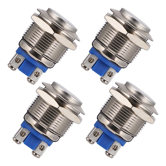 Vosarea 4Pcs Silver Metal Push Button Switch with Self Reset for Rv Truck and Marine Horn Control