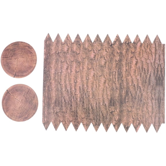 Vosarea 4Pcs Western Cowboy Party Decorations Faux Wood Stump Props with Realistic Bark Design Light Brown