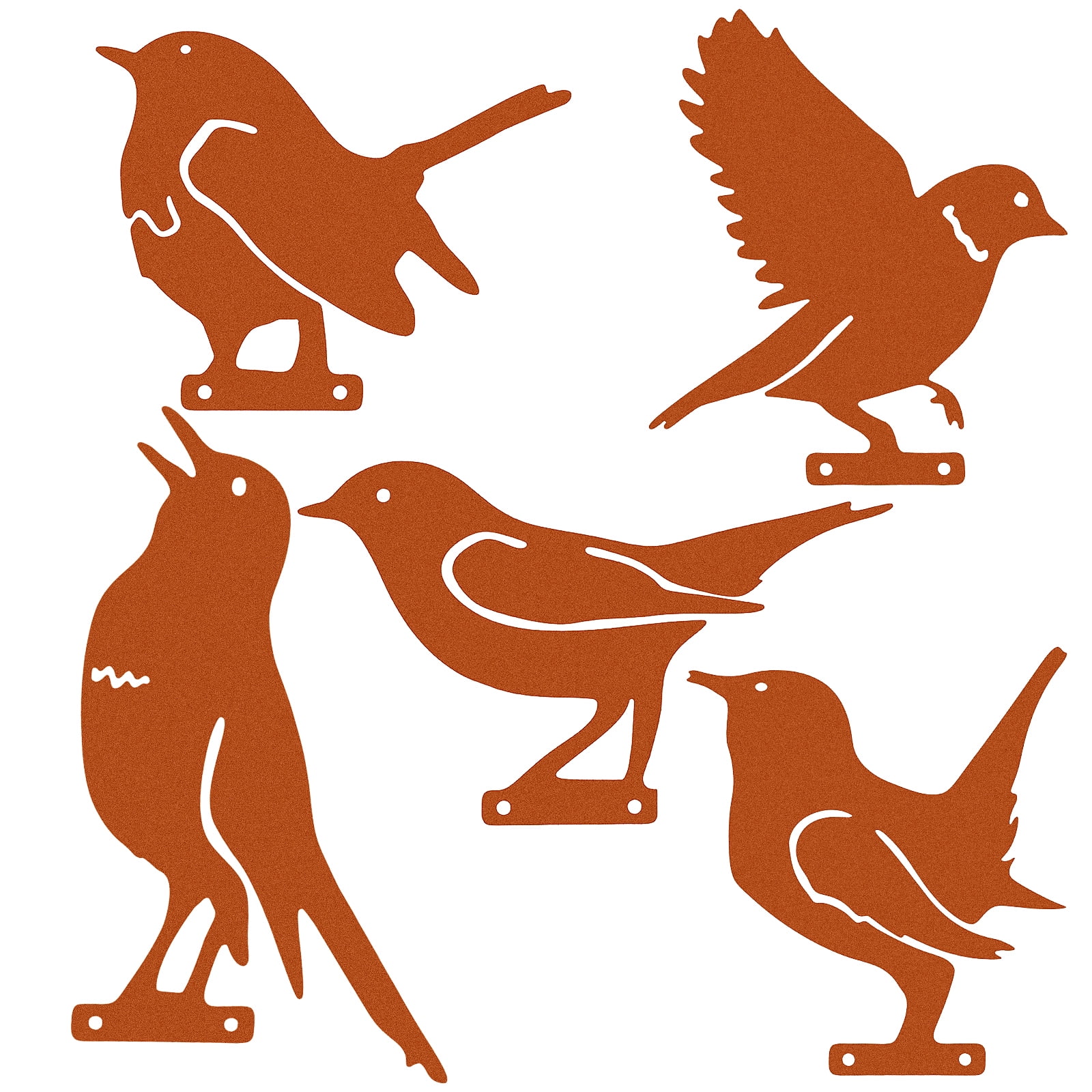 Rust Birds All Colored Rust Vosarea 5 Pcs Rusty Bird Silhouette Outdoor Rustic Decor Birdies ...