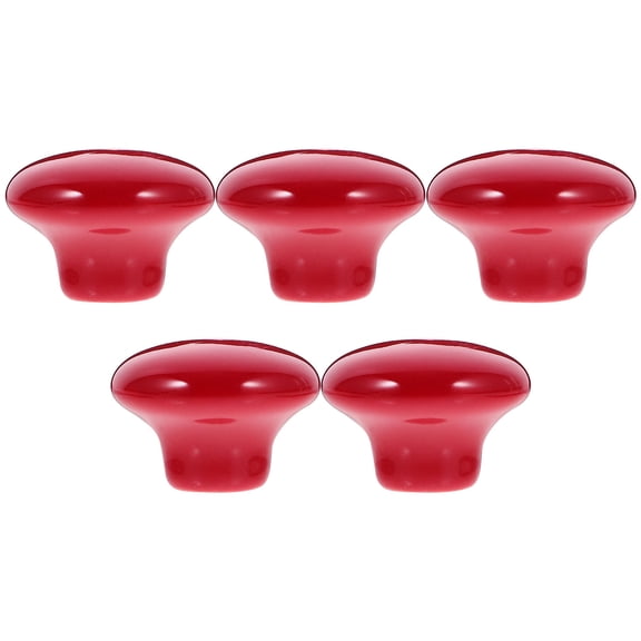 Vosarea 5Pcs Durable Red Ceramic Round Pull Handles for Kitchen Drawer Cabinet Doors