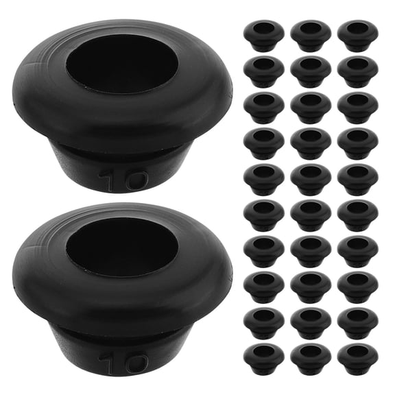 Vosarea 60Pcs Single Sided Rubber Grommets Black Cable Hole Cover Plug for Electrical Wiring Sealing