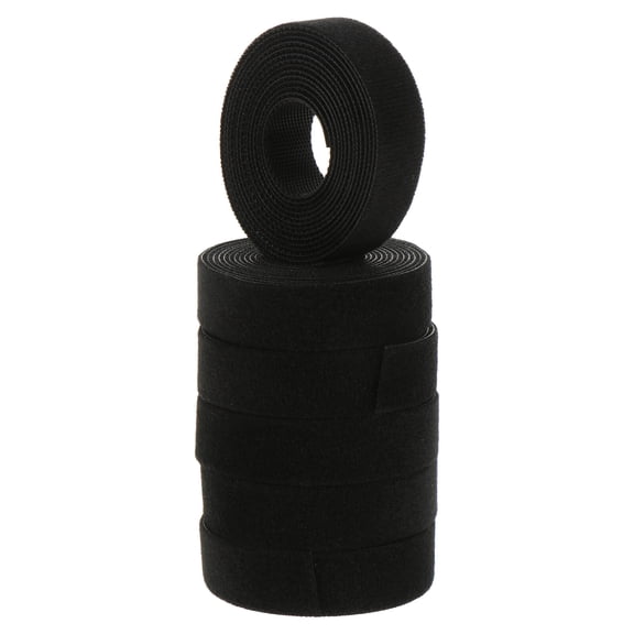 Vosarea 6Pack Adhesive Straps Black Synthetic Material Tying Computer Cables