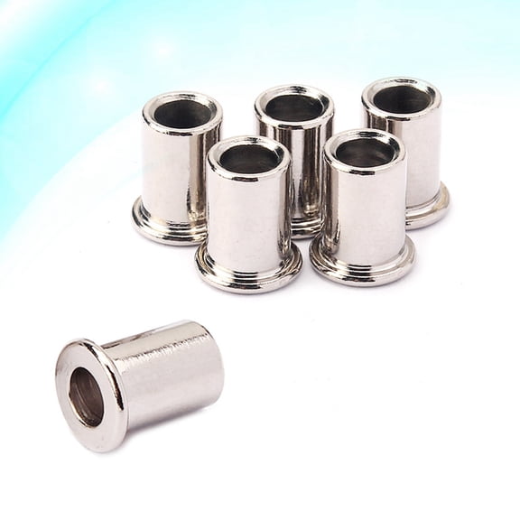 Vosarea 6Pcs Guitar String Ferrules Plated Silver Finish Ideal for Bullet Strings and Repair