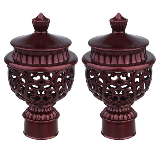 Vosarea 6Pcs Red Plastic Curtain Rod Hole Caps Decorative Finials for Home Window Drapery