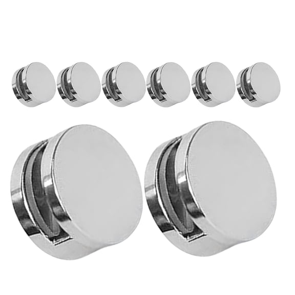 Vosarea 8 Set Mirror Clips Kit Zinc Alloy Round Bright Finish Glass Securing for Bathroom Installation